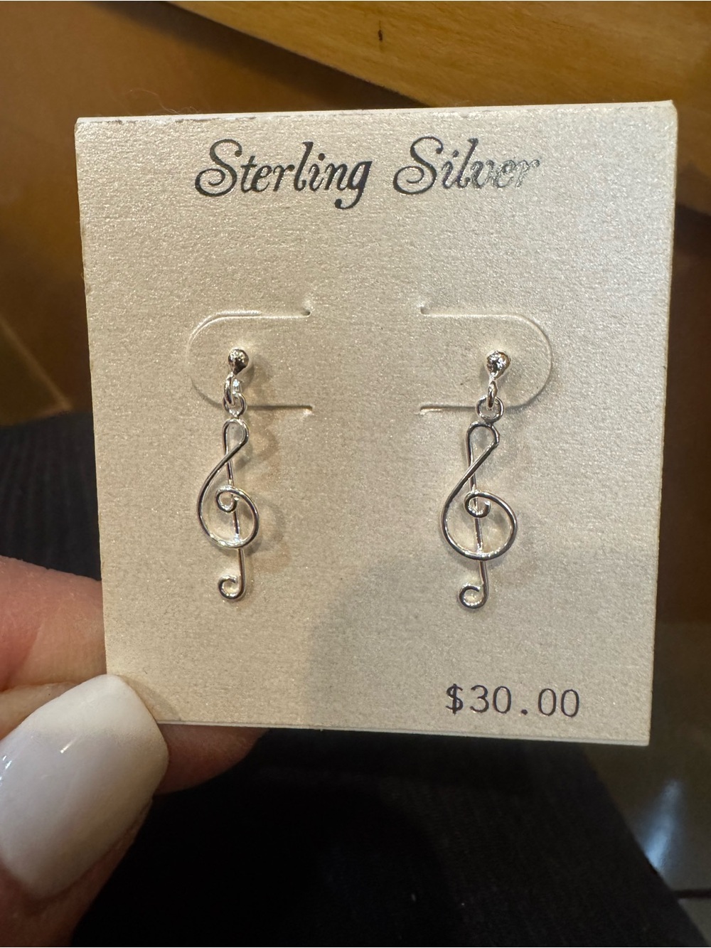 Treble‎ Clef Dangle Earrings - Sterling Silver 925 NEW